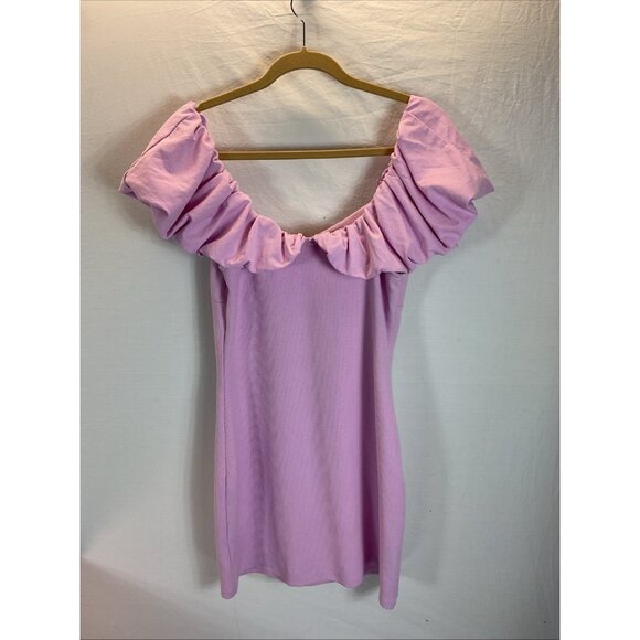 Free People Beach Talia‎ Mini Dress Purple Sz LG ruffled flounce summer feminine - Picture 3 of 8